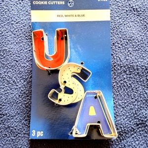 🌈5/$30 USA Red White Blue Cookie Cutter Set United States America New! 3 pc kit